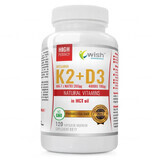 Wish Vitamina K2 MK7 din natto 200 µg + D3 4000 UI în ulei MCT, 120 capsule moi