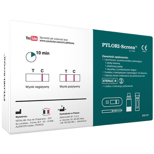 Pylori-Screen, test rapid pentru detectarea anticorpilor împotriva Helicobacter pylori, 1 buc