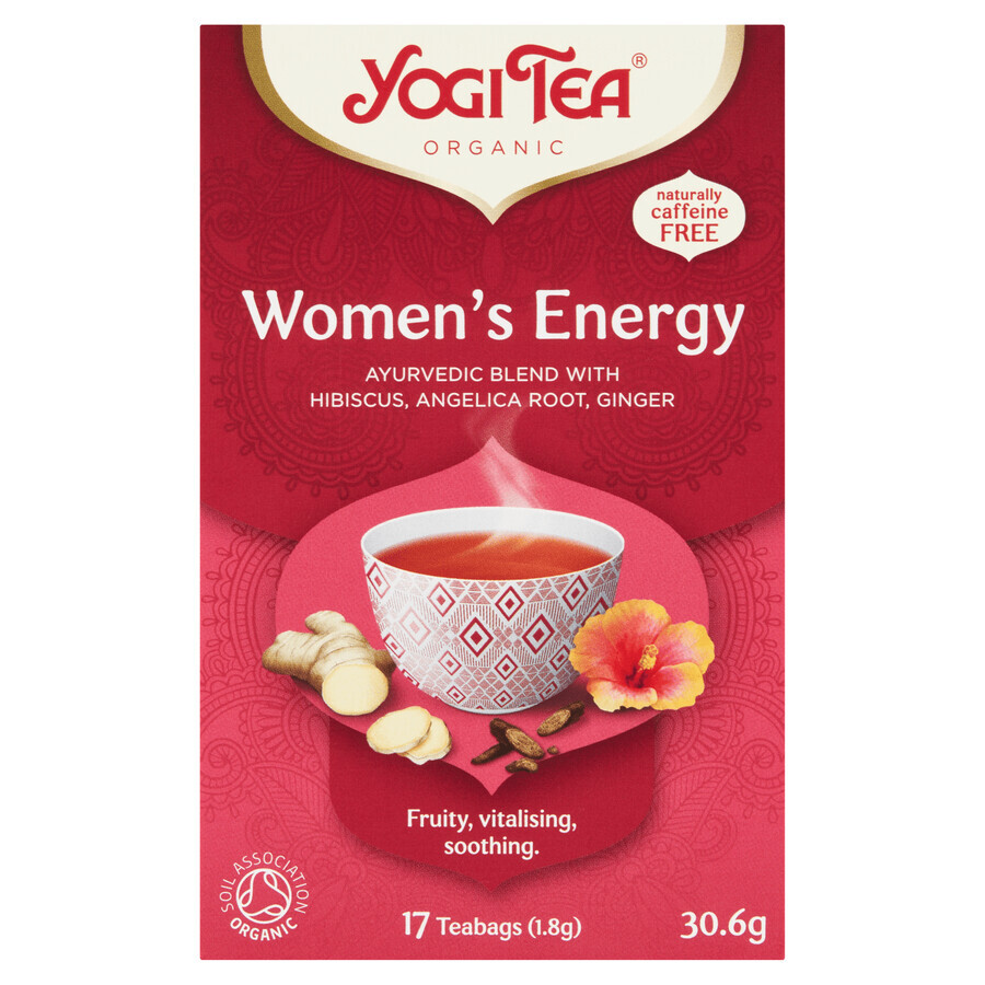 Yogi Tea Women's Energy, tè energetico per donne, BIO, 1,8 g x 17 bustine