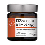 Aura Herbals D3 2000 UI K2MK7 75 µg + zinc + selenio, 90 comprimidos