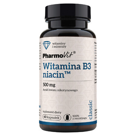 PharmoVit, Vitamina B3, Niacin 500 mg, 60 capsule