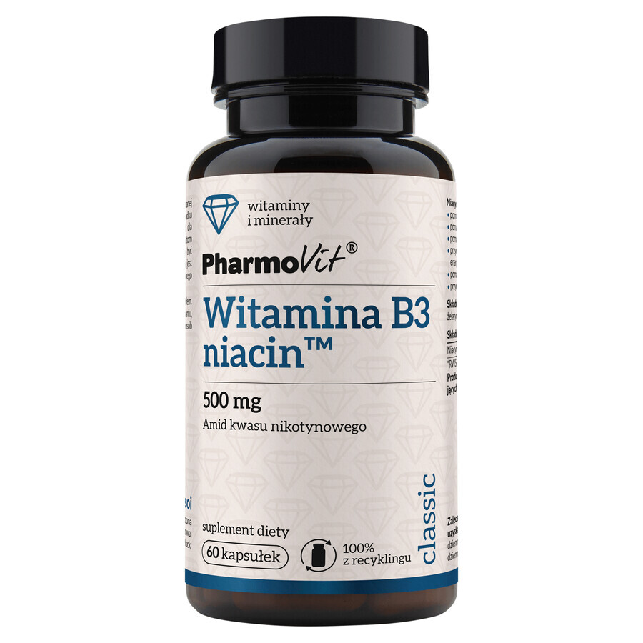 PharmoVit, Vitamina B3, Niacin 500 mg, 60 capsule