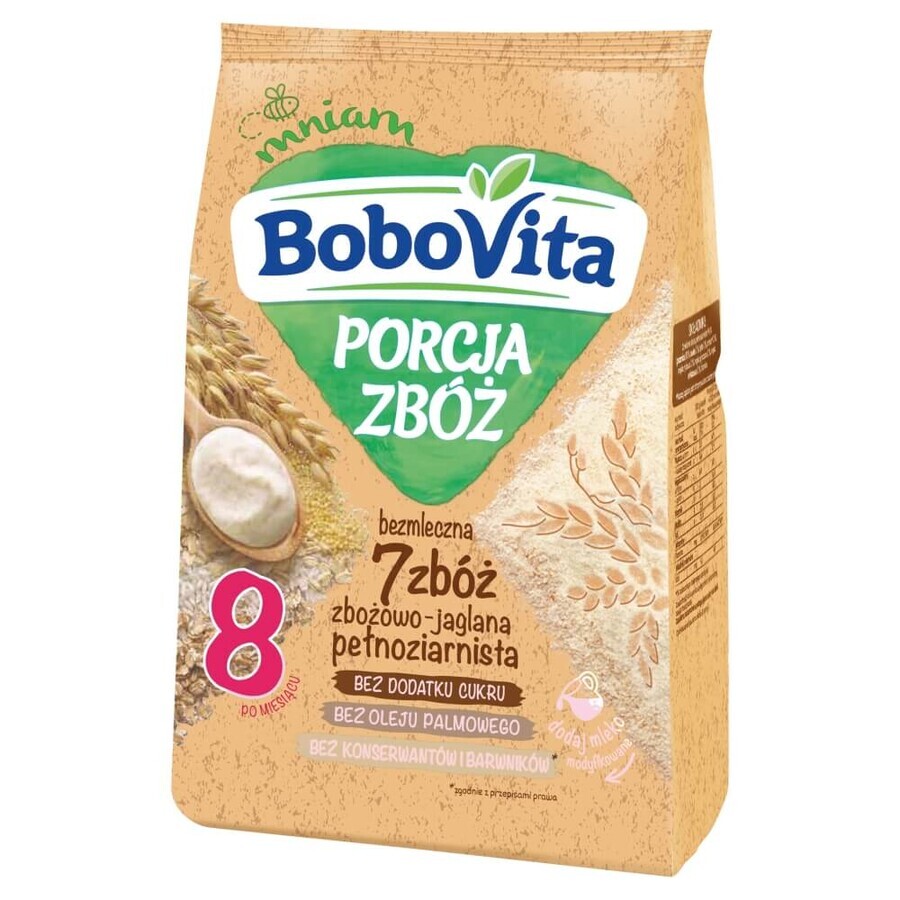 BoboVita Porcja Zbóż terci 7 cereale, terci de cereale-ouă, fără lapte, fără zahăr adăugat , după 8 luni, 170 g