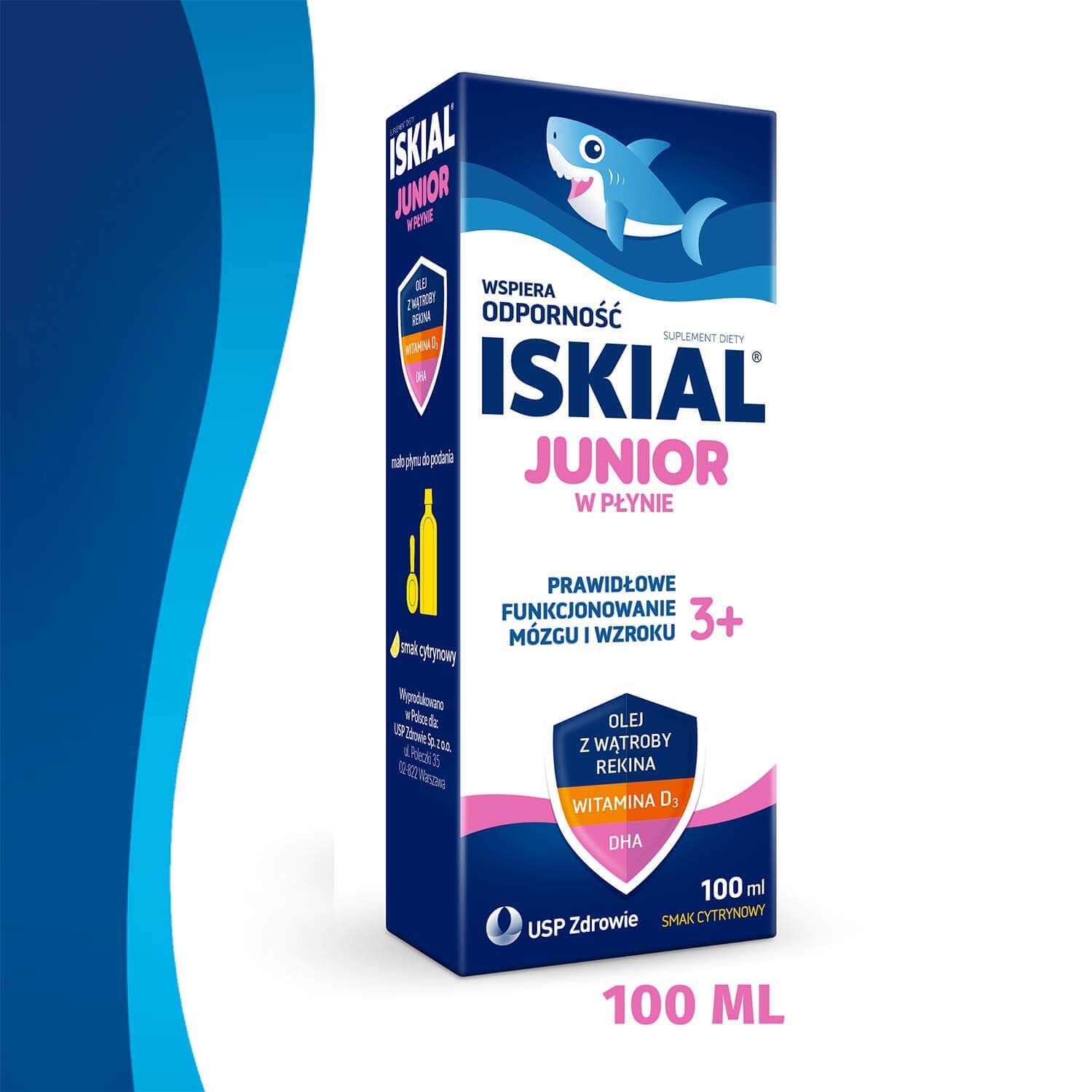 Iskial Junior lichid, peste vârsta de 3 ani, aromă de lămâie, 100 ml