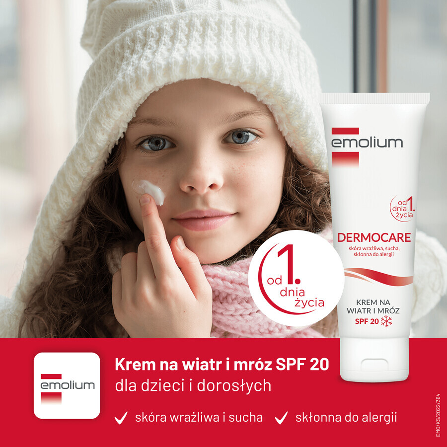 Emolium Dermocare, cremă pentru vânt și îngheț, din prima zi, SPF 20, 75 ml