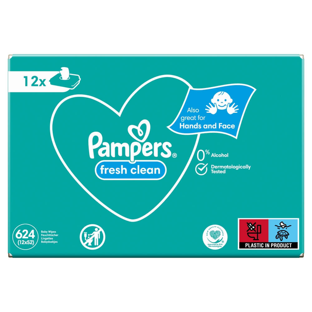 Pampers Fresh Clean, șervețele umede, 12 x 52 buc