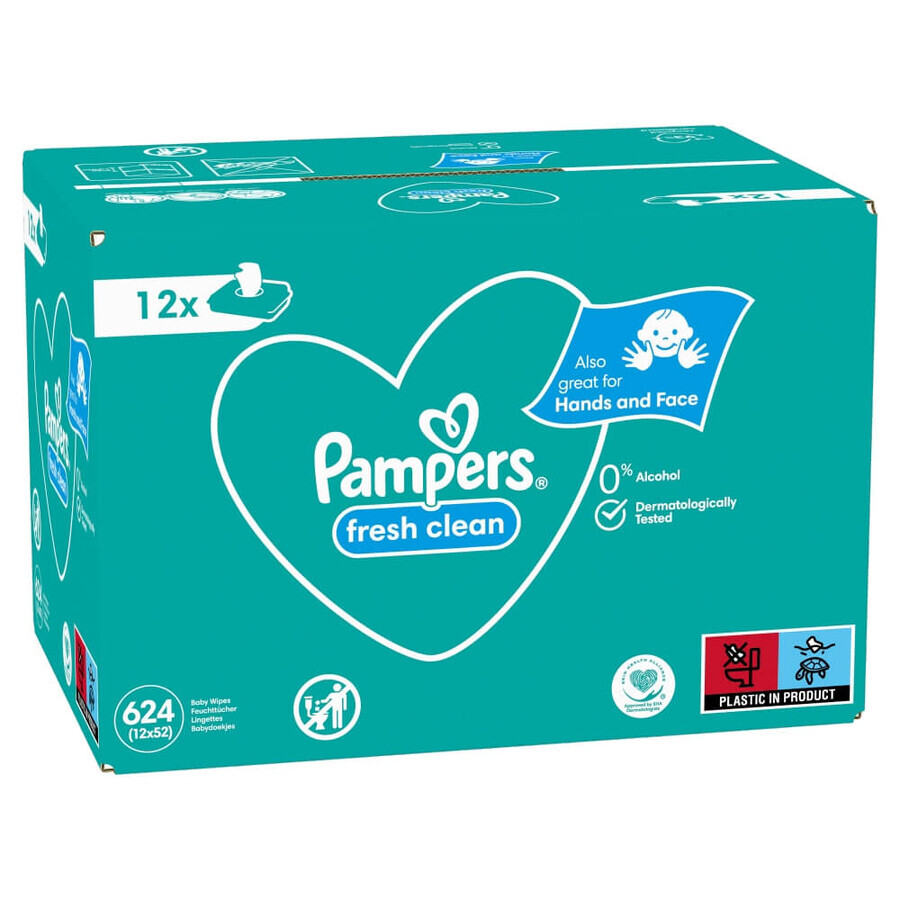 Pampers Fresh Clean, șervețele umede, 12 x 52 buc