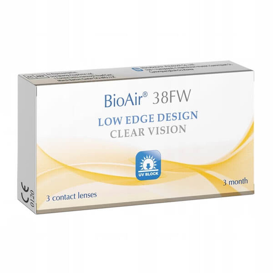 BioAir 38FW, lentile de contact, trimestrial, -1.00, 3 buc