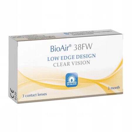 BioAir 38FW, lentile de contact, trimestrial, -2.00, 3 buc