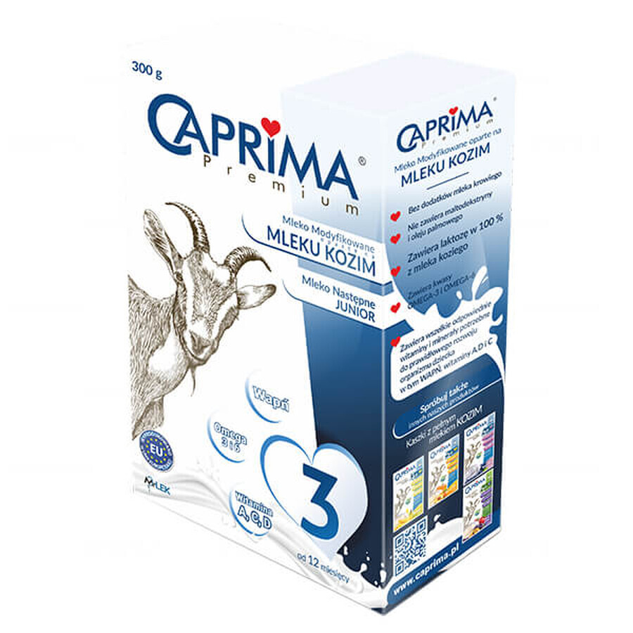 Caprima Premium 3 Junior, lapte modificat pe bază de lapte de capră, de la 12 luni, 300 g