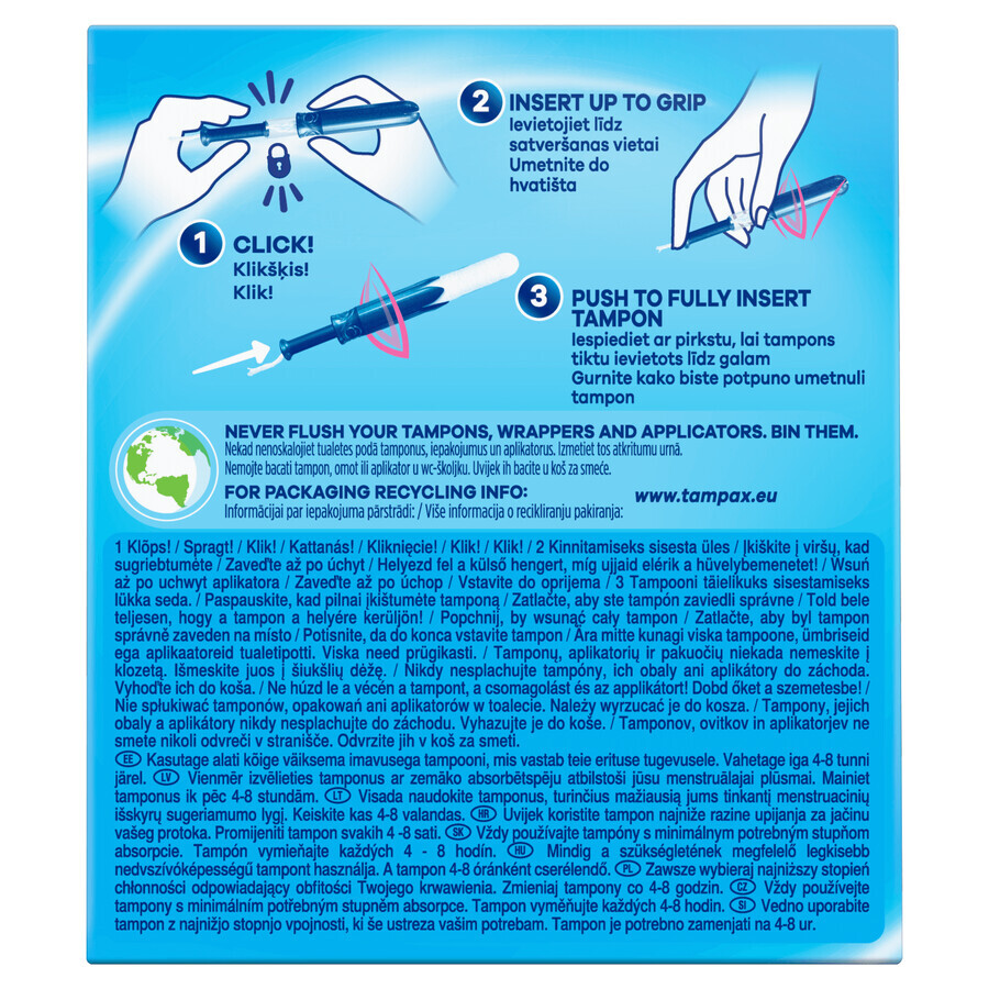 Tampax Compak Pearl, tampoane sanitare cu aplicator, Super, 16 buc