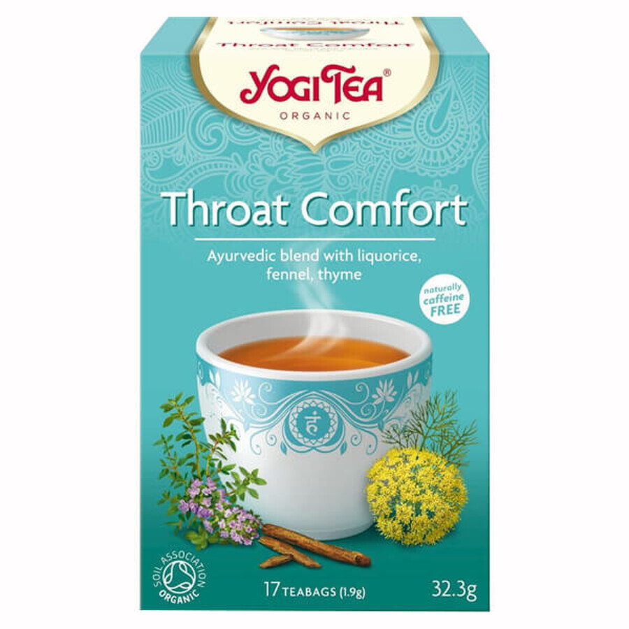 Yogi Tea Organic Throat Comfort, tè per la gola, 1,9 g x 17 bustine