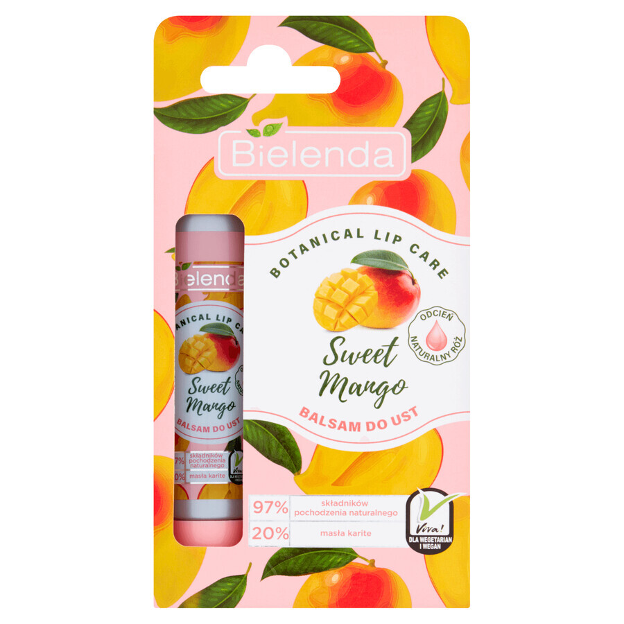 Bielenda Botanical Lip Care, Balsam de buze cu mango dulce, nuanță roz natural, 10 g