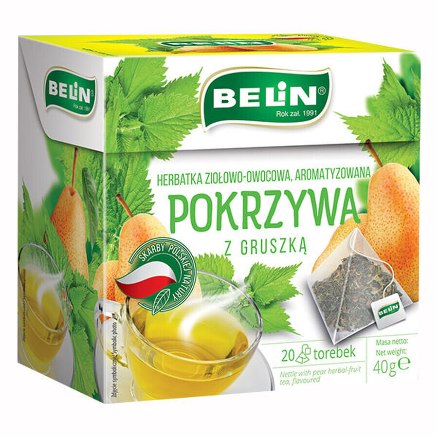 Belin Urzică cu pere, ceai de plante și fructe, aromat, 2 g x 20 pliculețe