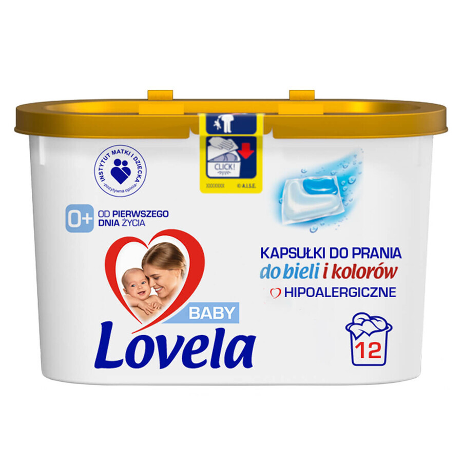 Lovela, capsule de spălat hipoalergenice, albe și colorate, 12 bucăți