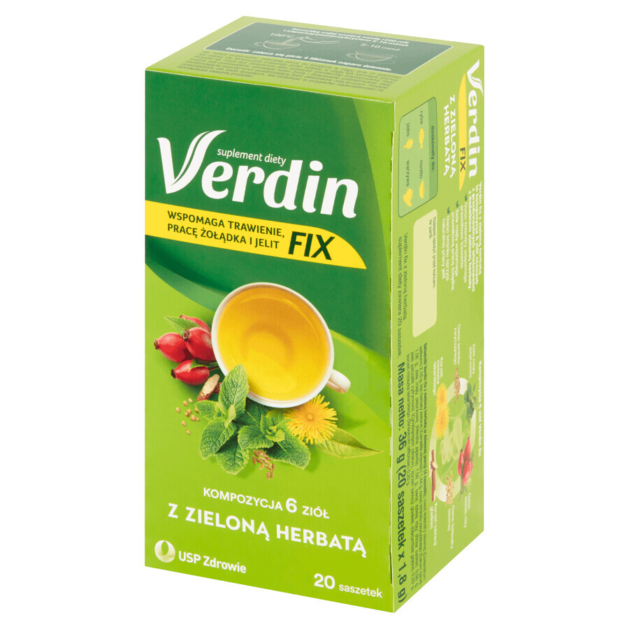 Verdin Fix cu ceai verde, 20 pliculețe