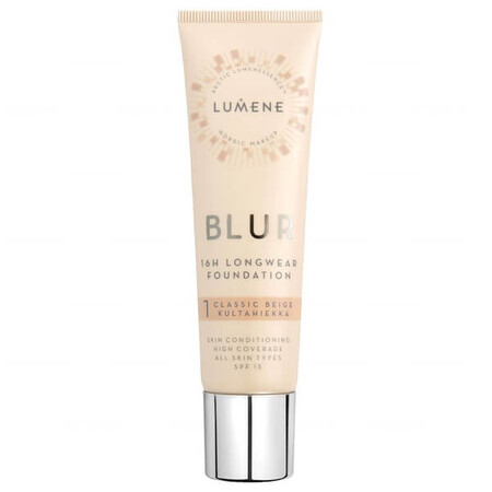 Lumene Blur, Gelijkmatige Foundation, Nr. 1, Klassiek Beig, 30 ml