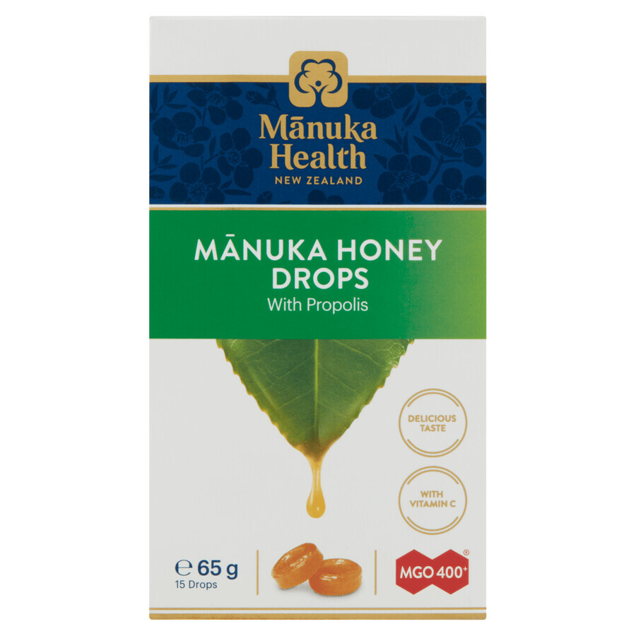 Bomboane Manuka Health cu miere de Manuka MGO 400+, propolis și vitamina C, 15 bucăți