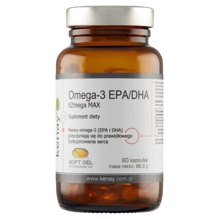 Kenay, Omega-3 EPA/ DHA EZmega Max, 60 capsules