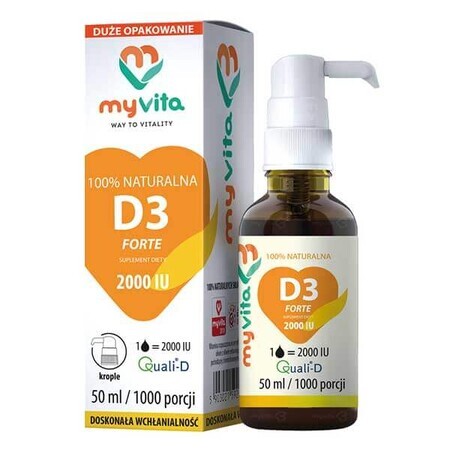 MyVita Natural D3 Forte, vitamina D 2000 UI, gotas, 50 ml