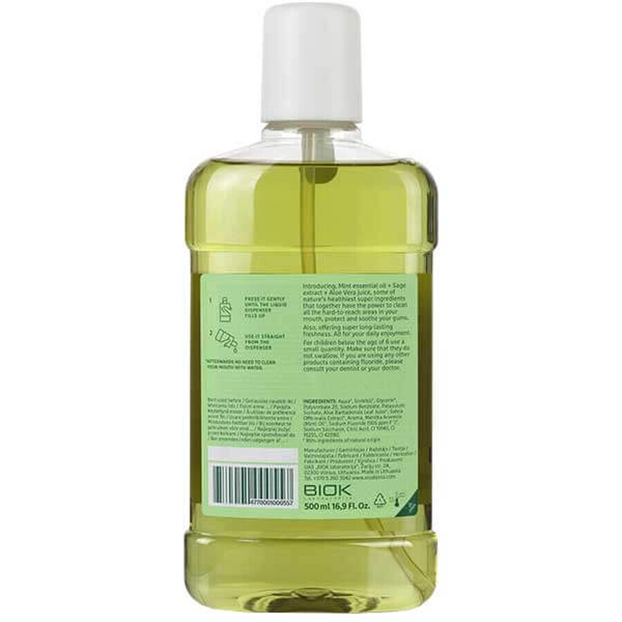 Ecodenta, apă de gură multifuncțională cu extract de salvie, aloe vera și ulei de mentă, 500 ml