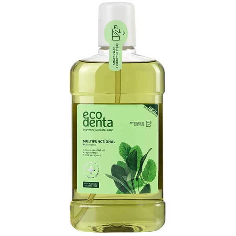 Ecodenta, apă de gură multifuncțională cu extract de salvie, aloe vera și ulei de mentă, 500 ml