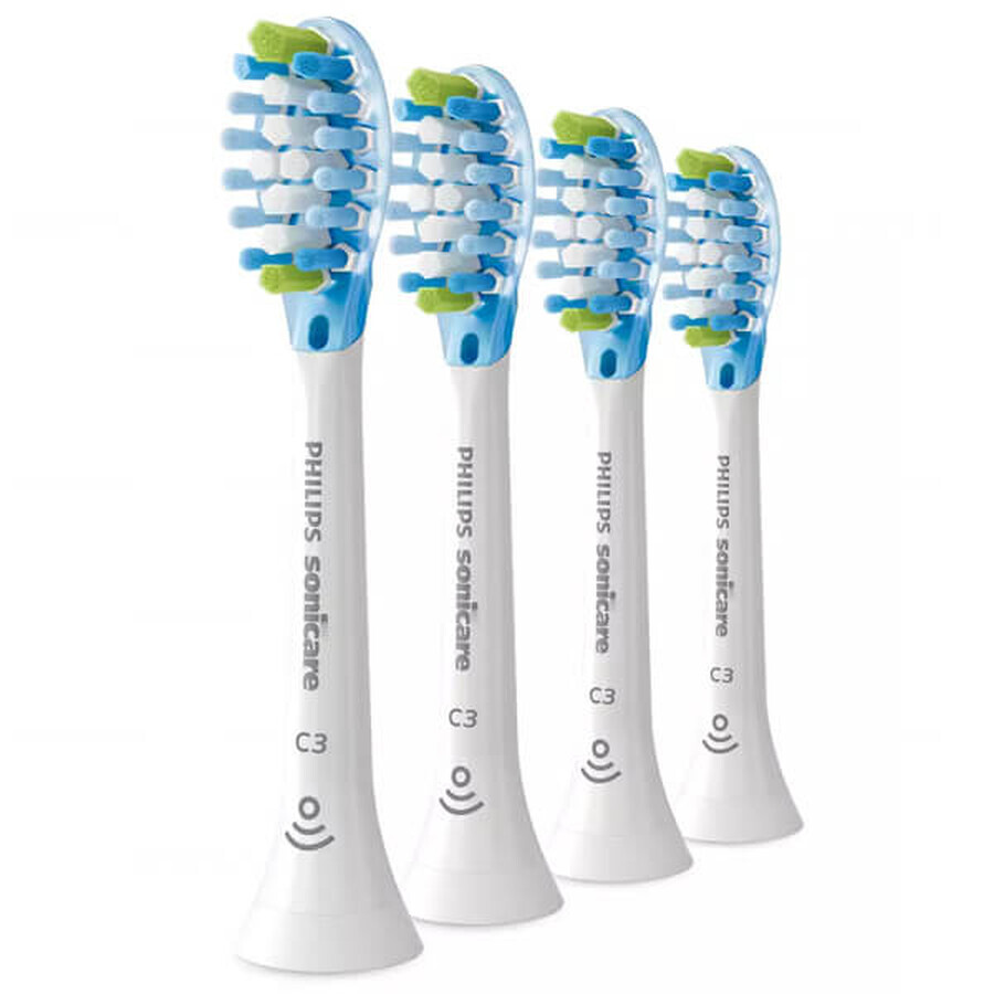 Philips, punte di ricambio per lo spazzolino sonico Sonicare C3 Premium Plaque Defence, HX9044/17, bianco, 4 pezzi