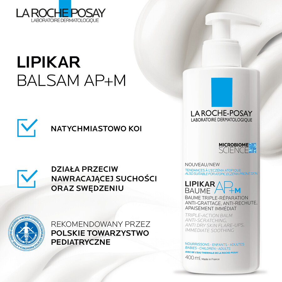 La Roche-Posay Lipikar Baume AP+M, lozione per il corpo, pelle secca e atopica, dalla nascita, 200 ml 