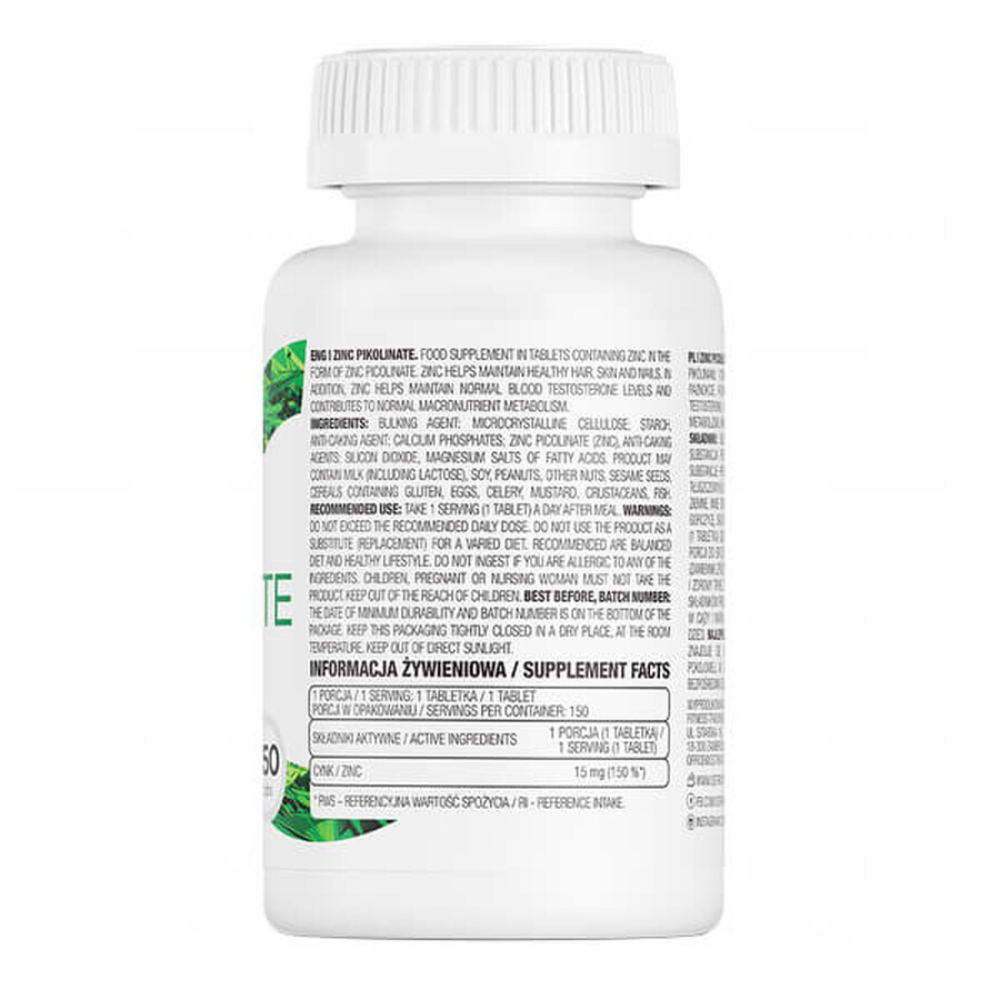 OstroVit Zinco picolinato, zinco 15 mg, 150 compresse