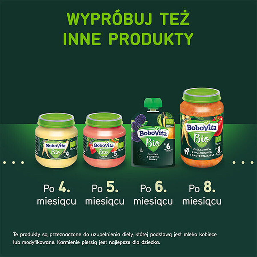 BoboVita Bio Mousse într-un tub, măr cu caise și mango, după 6 luni, 80 g