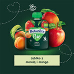 BoboVita Bio Mousse într-un tub, măr cu caise și mango, după 6 luni, 80 g