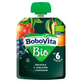 BoboVita Bio Mousse într-un tub, pere cu mere și afine, după 6 luni, 80 g