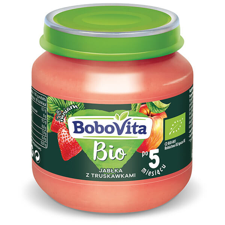 BoboVita Bio desert, măr și căpșuni după 5 luni, 125 g