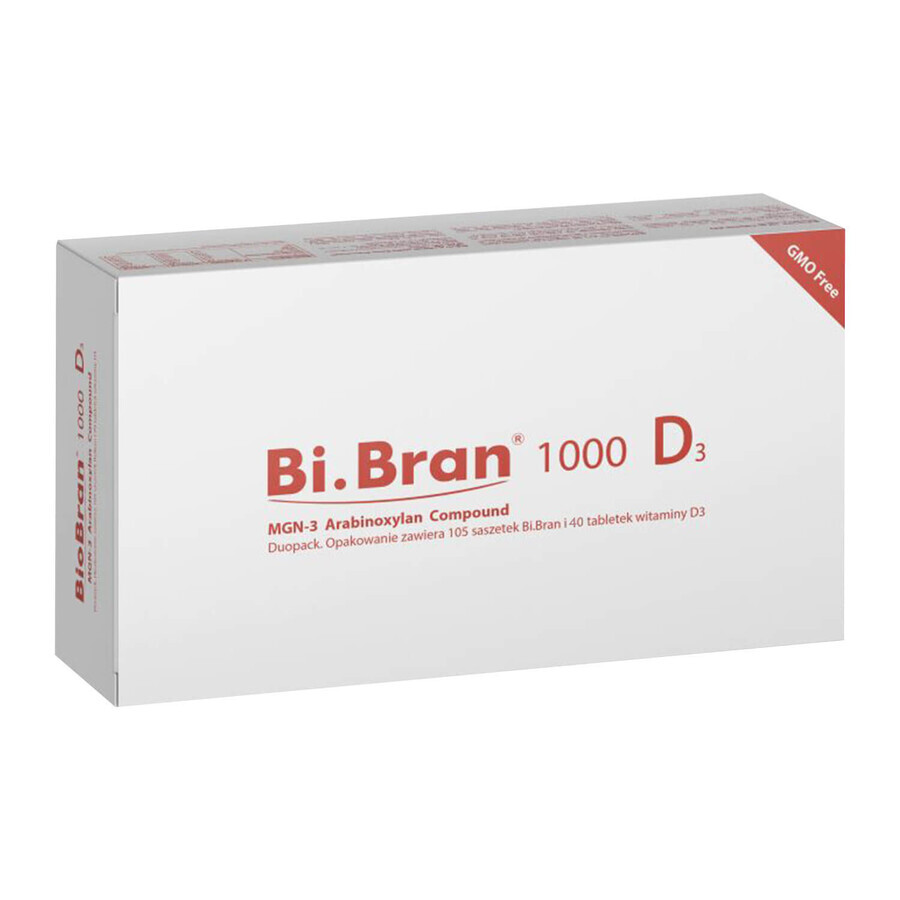 Bi.Bran 1000 D3 MGN-3 Arabinoxylan Compound, 105 pliculețe + vitamina D, 40 comprimate