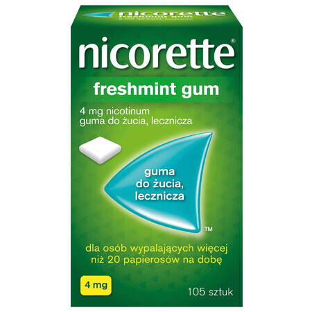 Nicorette Freshmint Kaugummi 4 mg, Kaugummi, medizinisch, 105 Stück