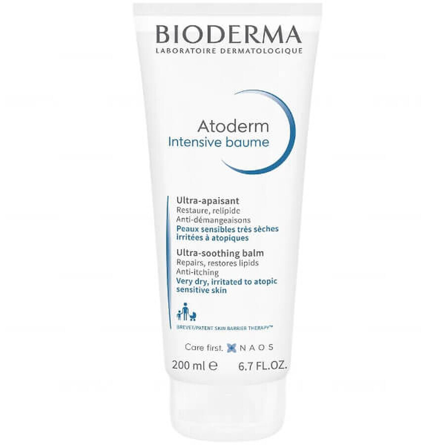 Bioderma Atoderm Intensive Baume, loțiune emolientă calmantă, piele uscată și atopică, de la naștere, 200 ml