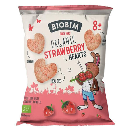 Biobim Corn Crisps cu căpșuni Bio, după 8 luni, 20 g