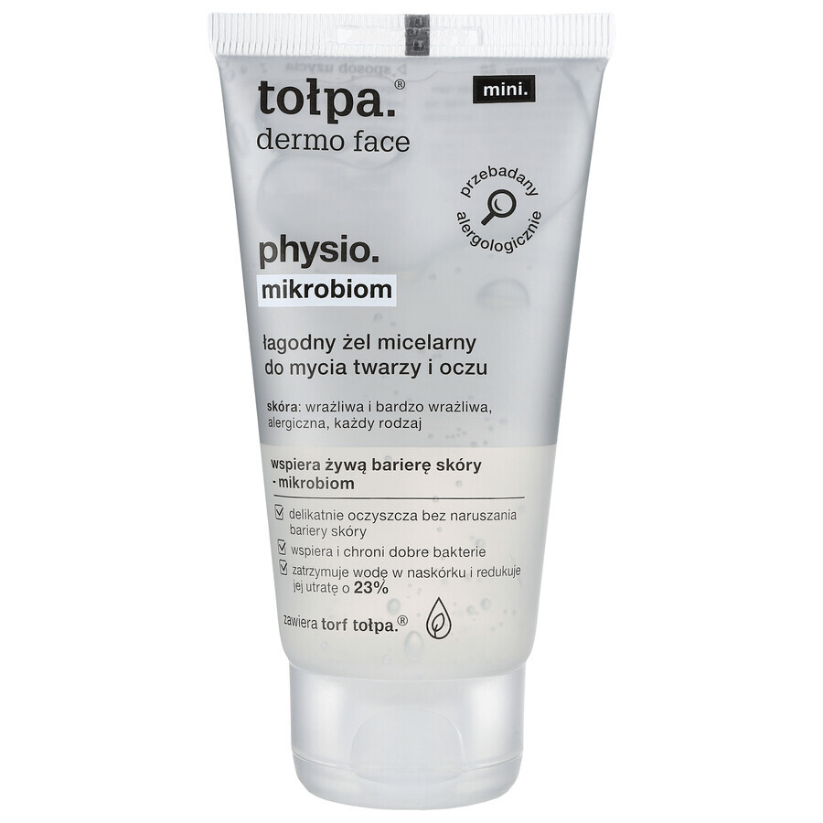 Tolpa Dermo Face, Physio Microbiome, gel micelar para rostro y ojos, 75 ml