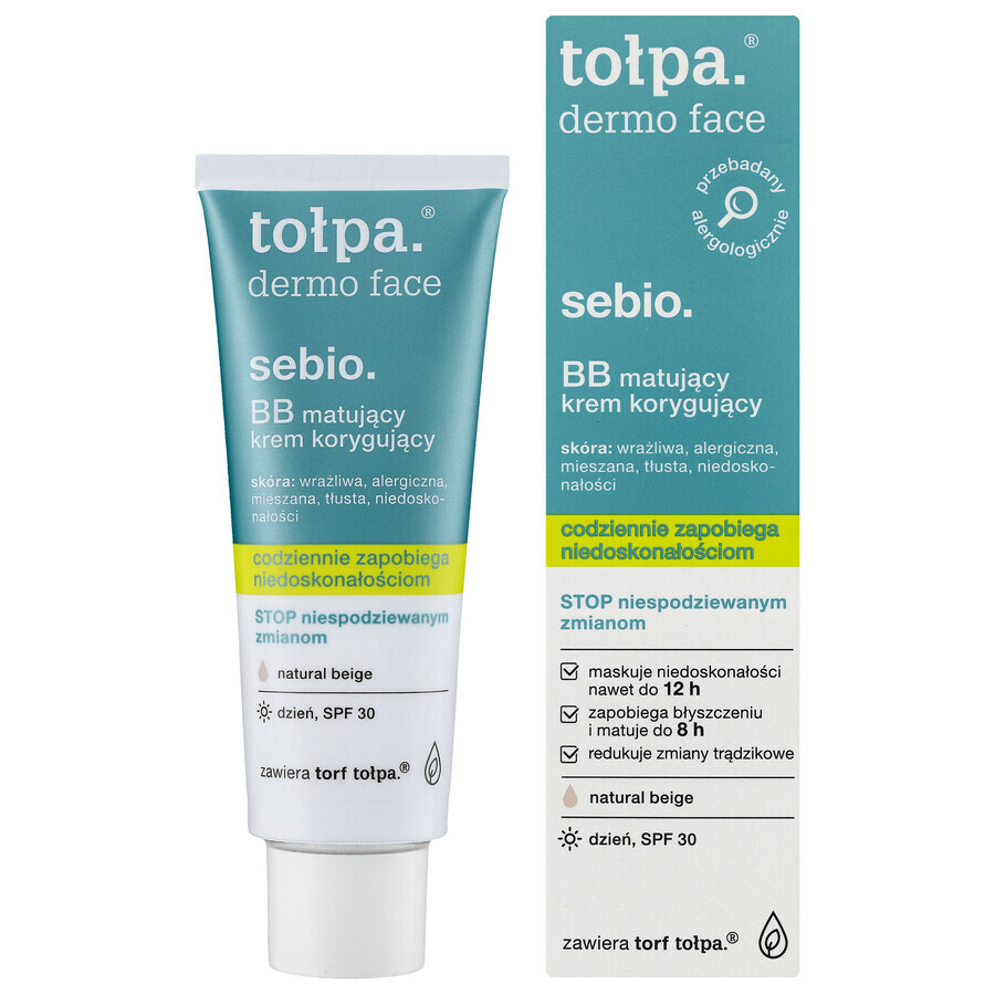 Tołpa Dermo Face, Sebio, crema BB correctora, beige natural, 40 ml