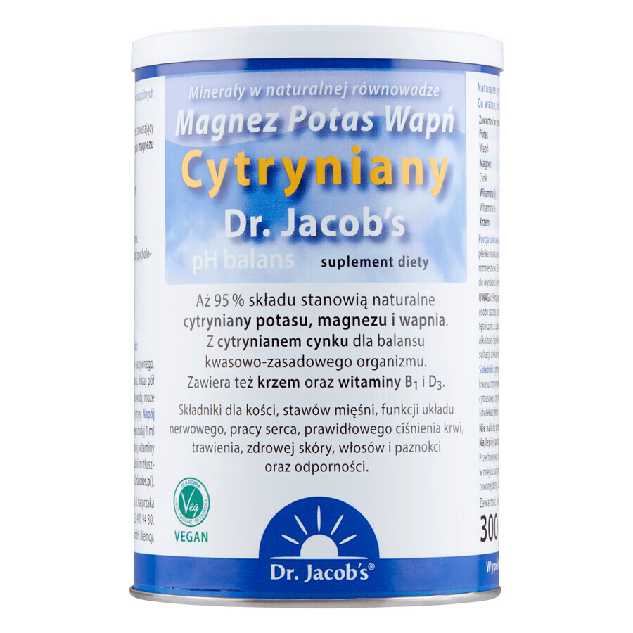 Dr. Jacob's pH Balance Magneziu Potasiu Citrat de calciu, pulbere alcalină, 300 g