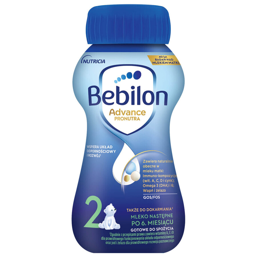 Bebilon Advance Pronutra 2, lapte de continuare gata de băut, după 6 luni, 200 ml