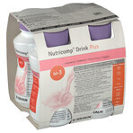 Nutricomp Drink Plus, voedingspreparaat, aardbeiensmaak, 4 x 200 ml