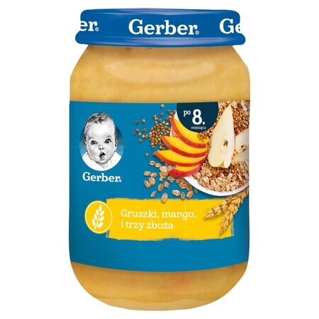 Gerber Dessert, poire, mangue et trois céréales, après 8 mois, 190 g