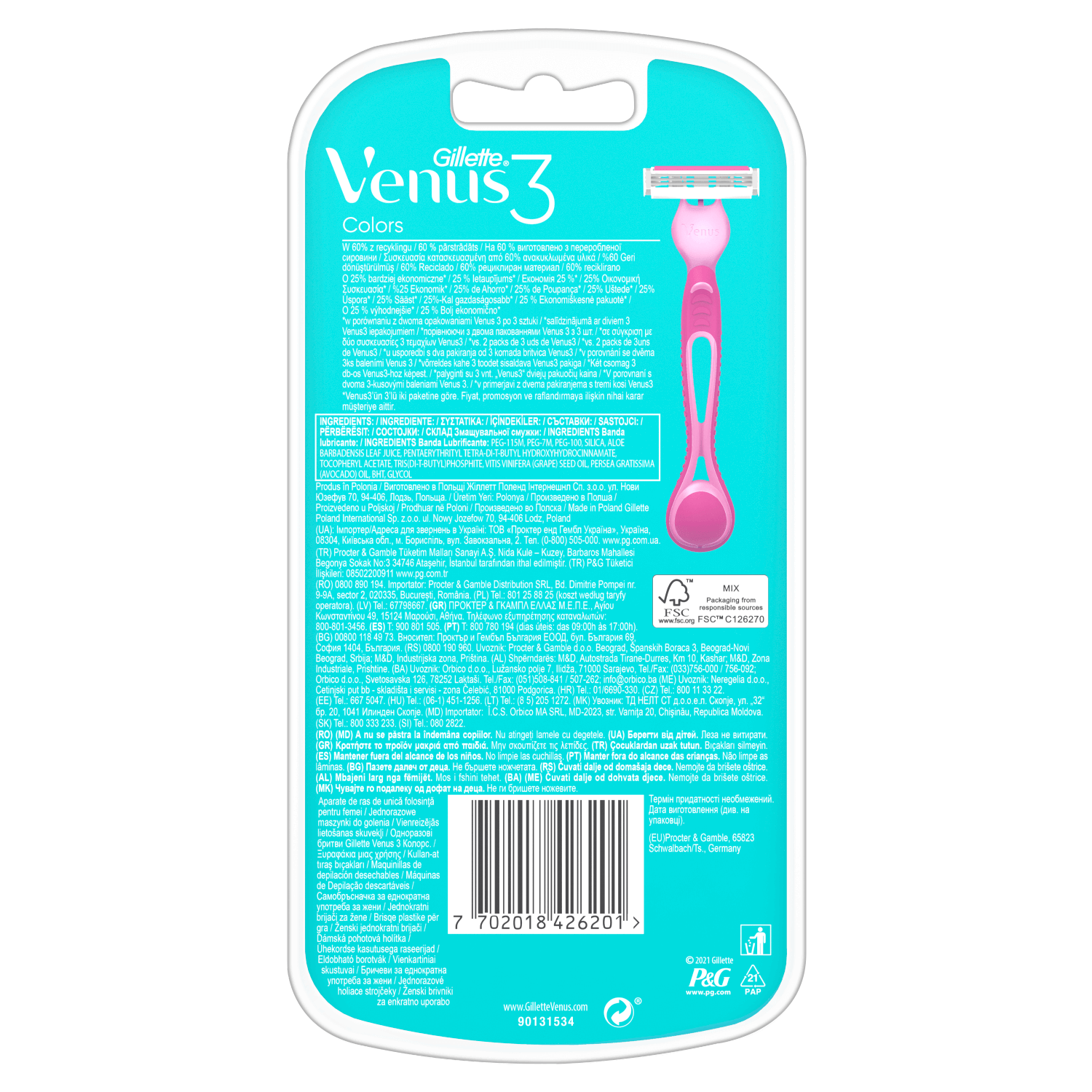 Gillette Venus 3, aparat de ras pentru femei, de unică folosință, 6 bucăți