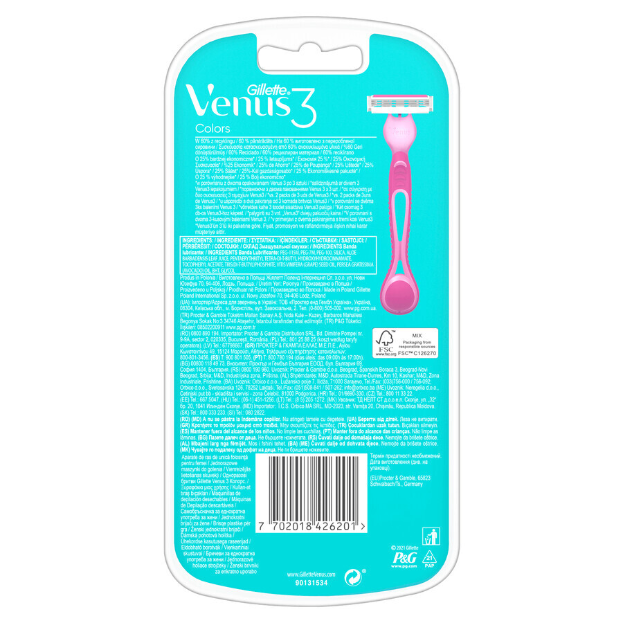 Gillette Venus 3, aparat de ras pentru femei, de unică folosință, 6 bucăți