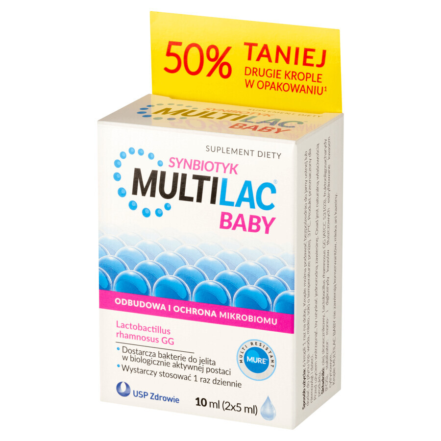 Multilac Baby Synbiotic, picături pentru copii de la 2 luni, 2 x 5 ml