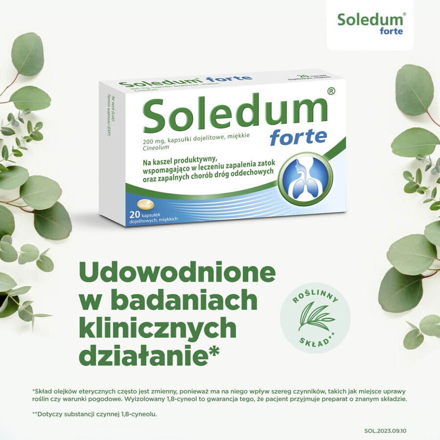 Soledum forte 200 mg, 20 gastro-resistant capsules