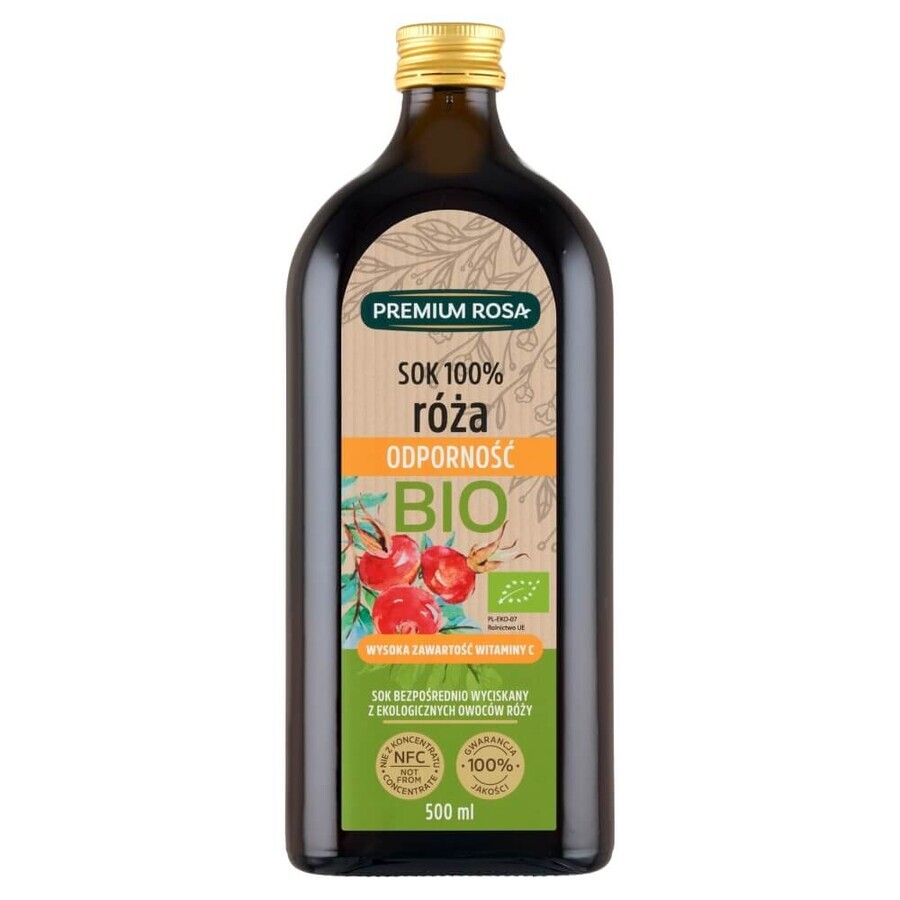 Premium Rosa Wild Rose, 100% suc de fructe organic, 500 ml