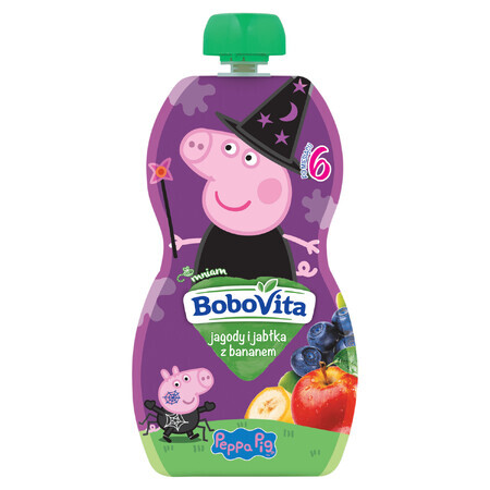 BoboVita Peppa Pig Mousse într-un tub, afine și mere cu banane, după 6 luni, 100 g