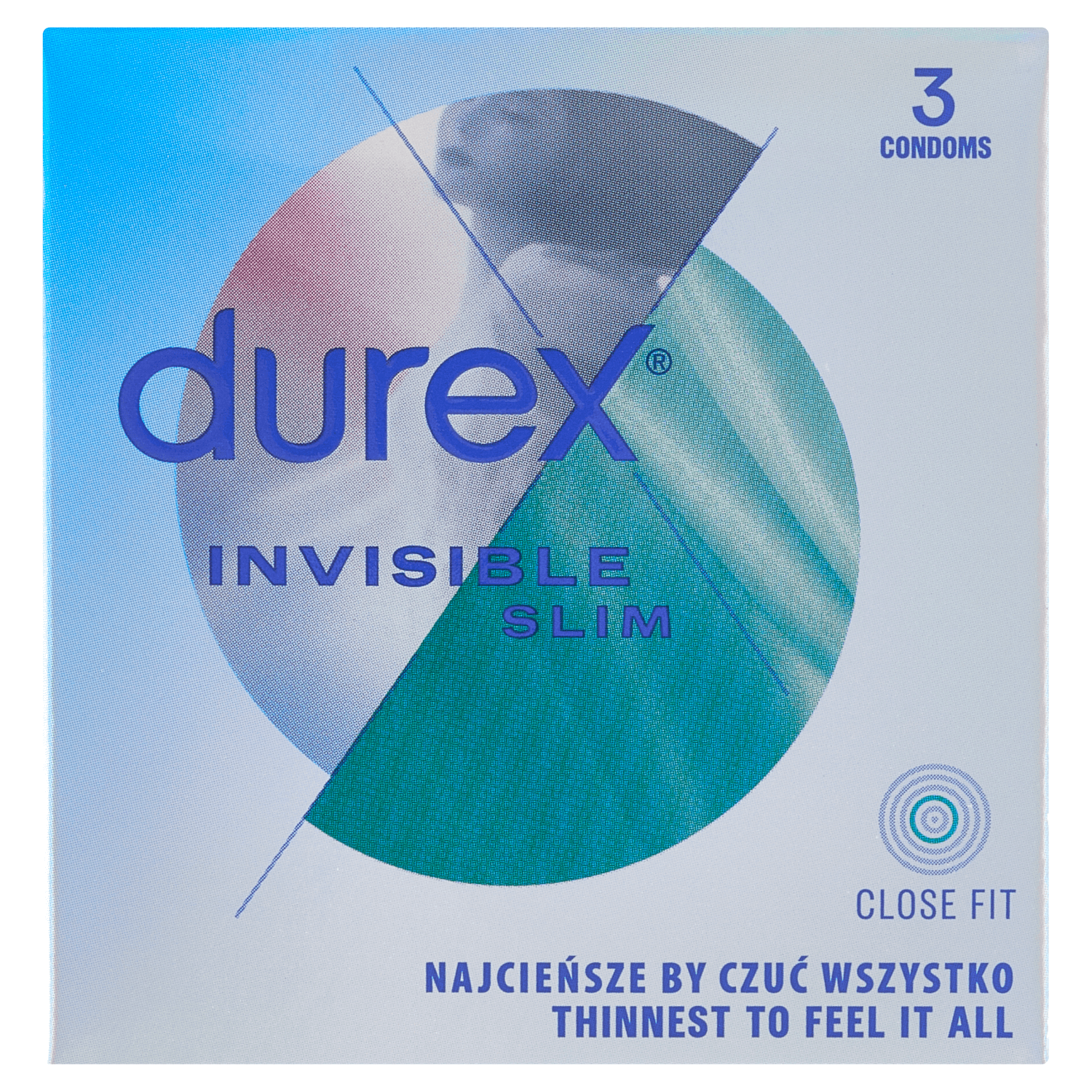 Durex Invisible Close Fit, prezervative asortate, 3 bucăți